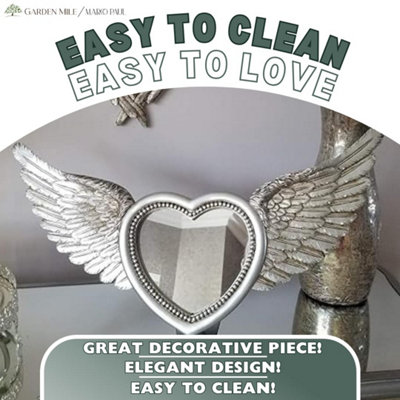 Marco Paul Angel Wings Silver Heart Mirror Resin Feather Effect