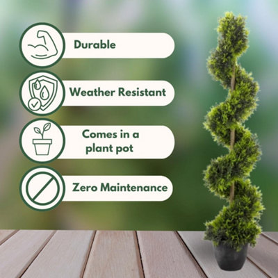 Marco Paul Artificial Topiary Twirl Potted Tree Plant 120cm