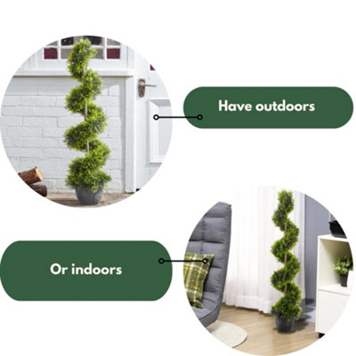 Marco Paul Artificial Topiary Twirl Potted Tree Plant 120cm