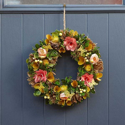 Marco Paul Fake Summer Flowers 36cm Welcome Door Wreath