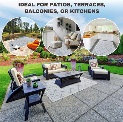 Marco Paul Grey Large Al Fresco Indoor Outdoor Patterned Rug