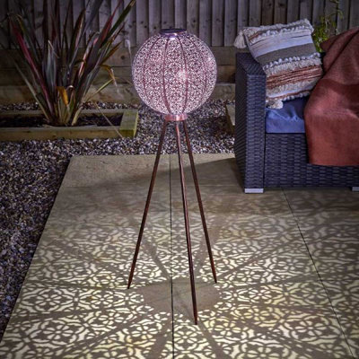 Marco Paul Moroccan Tripod Solar Power Lantern Large Silhouette Effect Garden Light Outdoor
