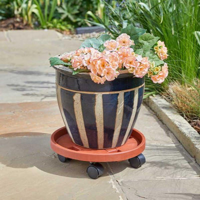 Marco Paul Plant Pot Caddy with Wheels, 12" Heavy Duty Rust Proof Plant Pot  Trolley