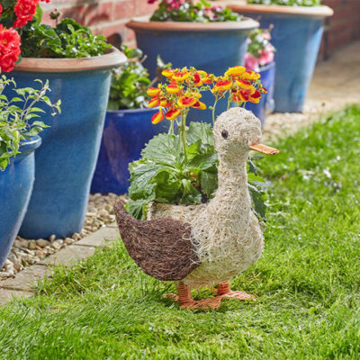 Marco Paul Rattan Duck Flower Planter Garden Decor