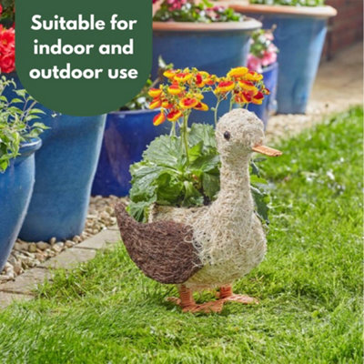 Marco Paul Rattan Duck Flower Planter Garden Decor
