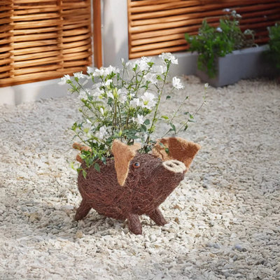 Marco Paul Rattan Pig Flower Planter