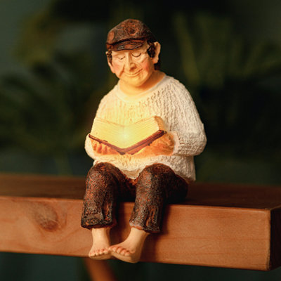 Marco Paul Sitting Grandparent Garden Ornaments Outdoor - Weatherproof Solar Resin Garden Ornament