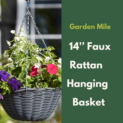 Marco Paul Slate Rattan Hanging Basket