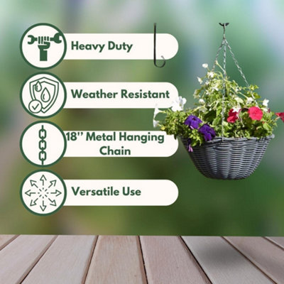 Marco Paul Slate Rattan Hanging Basket