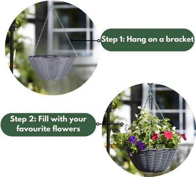 Marco Paul Slate Rattan Hanging Basket