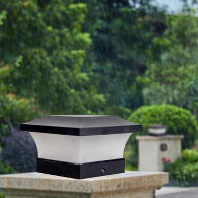 Solar Post Cap Lights Outdoor - 2-Pack Black Solar Lamp Posts For 4x4 Wood Fences & Decks