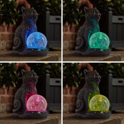 Solar Powered Cat Garden Lamp - 3D Metal Outdoor Decor With LED Light