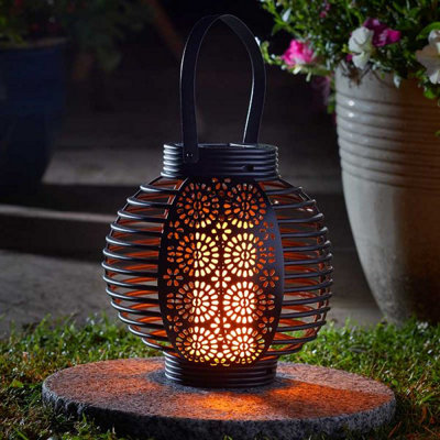 Marco Paul Solar Powered LED Hanging Lantern with Flame Effect Decoration