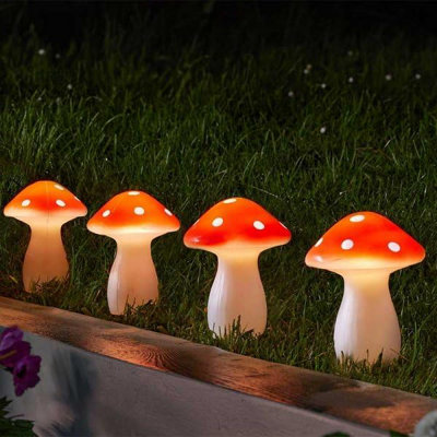 Marco Paul Solar Powered LED Mushroom Lights Garden Outdoor 4 Pack