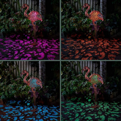 ⭐️pionunnal GARDEN FLAMINGO⭐️ Pair of Metal Silhouette Flamingo Ornamental Garden Solar