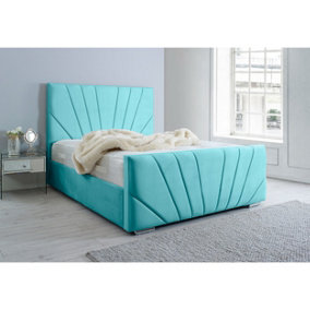 Marco Plush Bed Frame With Lined Headboard - Teal