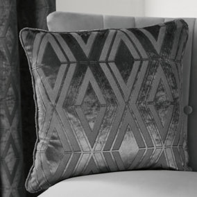 Marco Soft Velvet Filled Cushion With Woven Geo Pattern