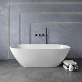 Marco Tielle Leonardo Matte White Luxury Freestanding Resin Stone Bath 1600x750mm