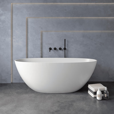 Marco Tielle Marcello Matte White Luxury Freestanding Resin Stone Bath 1600x705mm