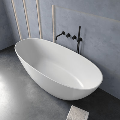 Marco Tielle Marcello Matte White Luxury Freestanding Resin Stone Bath 1600x705mm