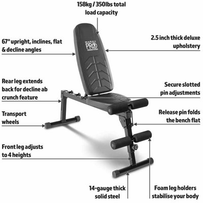 Marcy Pro PM 10110 Easy Build Deluxe Adjustable Utility Weight Bench ...