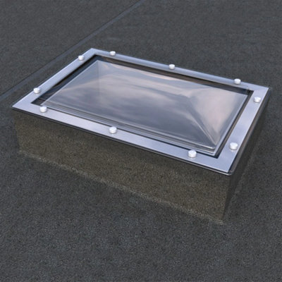 Mardome Trade Polycarbonate Roof Light Dome Only 1200mm x 1200mm, Triple Skin, Clear, for Timber Upstand, Fixed, Non-Vented