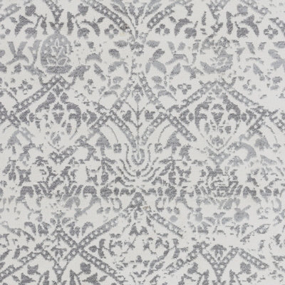 MARGAUX Round Vintage Traditional Oriental Boho Grey/Ivory Area Rug 200 x 200 cm