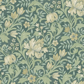 Marian Floral Wallpaper Green World of Wallpaper 204104