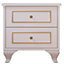 MARIE 2 Drawer Gold White Bedside Table