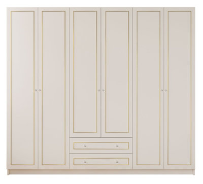 MARIE 6 Door 2 Drawer Gold White Wardrobe