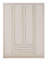 MARIE XL 4 Door 2 Drawer Gold White Wardrobe