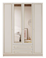 MARIE XL 4 Door 2 Drawer Mirrored Gold White Wardrobe