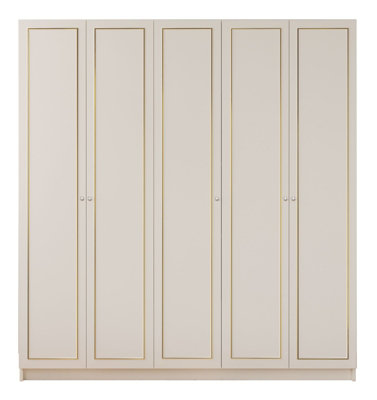 MARIE XL 5 Door Gold White Wardrobe