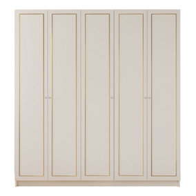 MARIE XL 5 Door Gold White Wardrobe