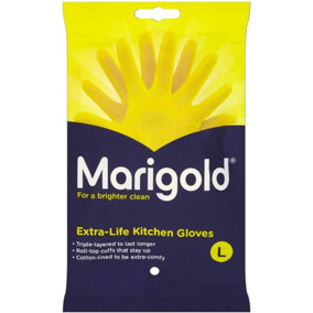 Marigold Kitchen Gloves Extra Life For A Brighter Clean (Large)