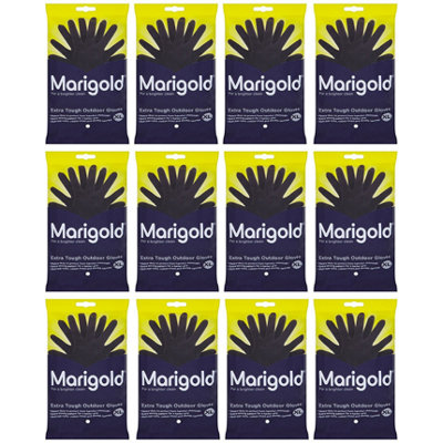 Marigold Rubber Gloves Extra Tough Outdoor Cleaning - Extra Large x 12