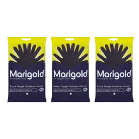 Marigold Rubber Gloves Extra Tough Outdoor Cleaning - Extra Large x 3