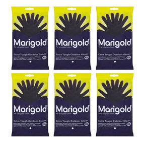 Marigold Rubber Gloves Extra Tough Outdoor Cleaning - Extra Large x 6