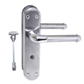 Marina Door Handle Two Tone Bathroom Lock Lever - Chrome and Satin by Betley Butterfly