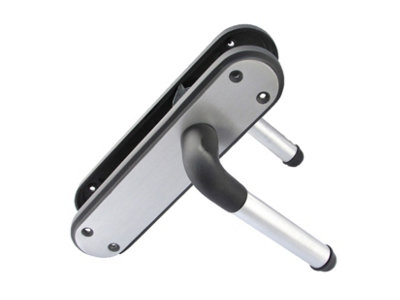 Marina Door Handle Two Tone Latch Lever - Matt Black and Satin by Betley Butterfly