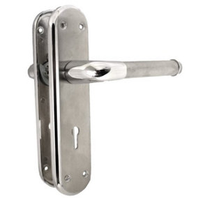 Marina Door Handle Two Tone Lock Lever - Chrome and Satin by Betley Butterfly