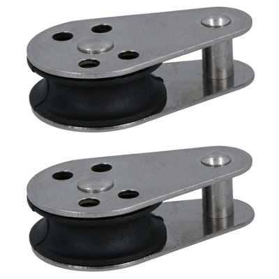 Marine Pulley Block with Fixed Pin 26mm Diameter Nylon Wheel Stainless Steel 2pc