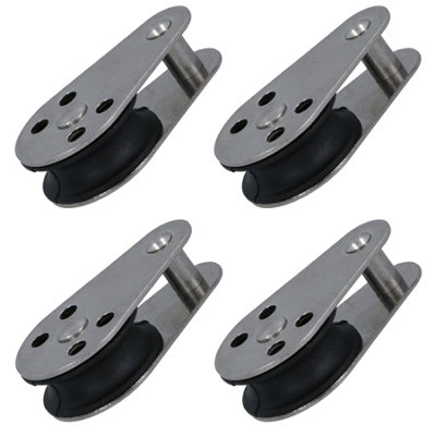 Marine Pulley Block with Fixed Pin 26mm Diameter Nylon Wheel Stainless Steel 4pc