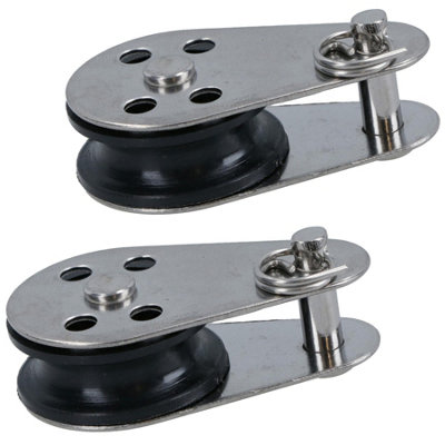 Marine Pulley Block with Removable Pin 26mm D Nylon Wheel Stainless Steel 2pc