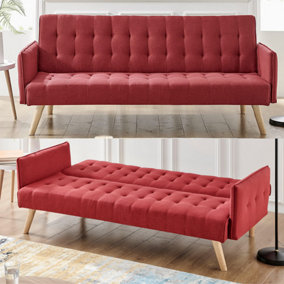 Mario Click Clack 3 Seater Double Sofa Bed - Red