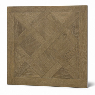 Marivelle Cognac Wood Effect Wall Tile (40 Pack - 10 Box - 14.4m2 Coverage)  - Sink - 60cm x 60cm - Elegant Parquet Geometry