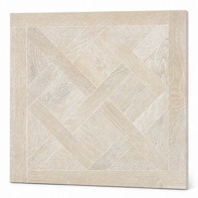 Marivelle Maple Wood Effect Floor Tile (12 Pack - 3 Box - 4.32m2 Coverage)  - Playroom -  60cm x 60cm - Elegant Parquet Geometry