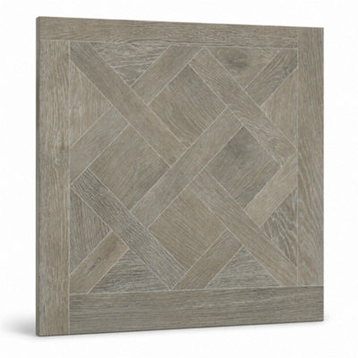 Marivelle Mocha Wood Effect Wall Tile (20 Pack - 5 Box - 7.2m2 Coverage)  - Playroom -  60cm x 60cm - Elegant Parquet Geometry