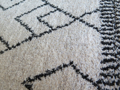 Marjan-Diamond/Rhombus Pattern Geometric Thick Soft Shaggy Rug,Cream/Grey,120 x 170 cm