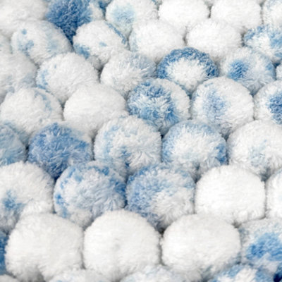 Marl Chunky Bobble Square Bath Mat Non Slip - Blue